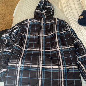 Quiksilver Black and Blue Checkered Windbreaker